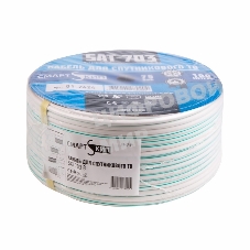 Кабель коаксиальный СМАРТКИП SAT 703 B, Cu/Al/Cu, 48%, 75 Ом, бухта 100 м, белый