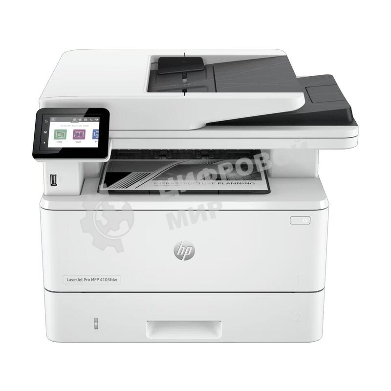 МФУ лазерное HP LaserJet Pro 4103fdw (2Z629A), A4, ч/б, печ. до 40 стр/мин., скан. до 29 стр/мин., 1200 x 1200 dpi (печать) 600x600dpi (скан.), USB, RJ-45, Wi-Fi, BlueTooth, Air Print, Mopria