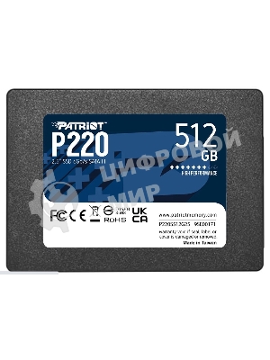 Накопитель SSD Patriot P220, 512Gb, SATA III, 2.5