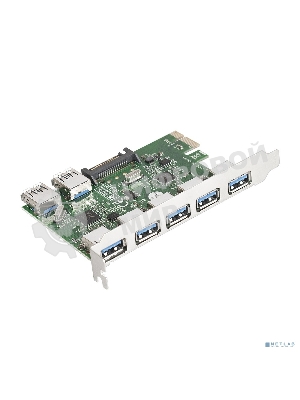 Контроллер ExeGate EXE-317 PCI-E 2.0, 5*USB 3.0 ext + 2*USB 3.0 int, разъем доп.питания (OEM)