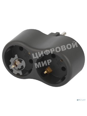 Разветвитель электрический ЭРА SPx-2e-B на 2 розетки с заземл. 16А черный