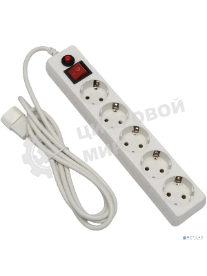 Сетевой фильтр Гарнизон для ИБП, 5 р, 10А, 1.8 м, ур.защиты 4, белый, пакет