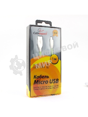 Кабель USB2.0 Cablexpert CC-G-mUSB01Gn-1M, AM/microB, серия Gold, длина 1м, зеленый, блистер