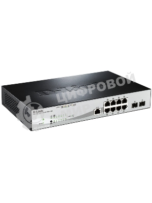 Коммутатор управляемый D-Link DGS-1210-10P/ME 2 уровня с 8 портами 10/100/1000Base-T с поддержкой PoE и 2 портами 1000Base-X SFP