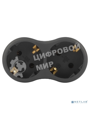 Разветвитель электрический ЭРА SPx-2e-B на 2 розетки с заземл. 16А черный