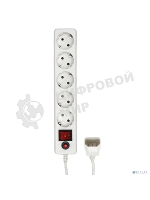 Сетевой фильтр Гарнизон для ИБП, 5 р, 10А, 1.8 м, ур.защиты 4, белый, пакет