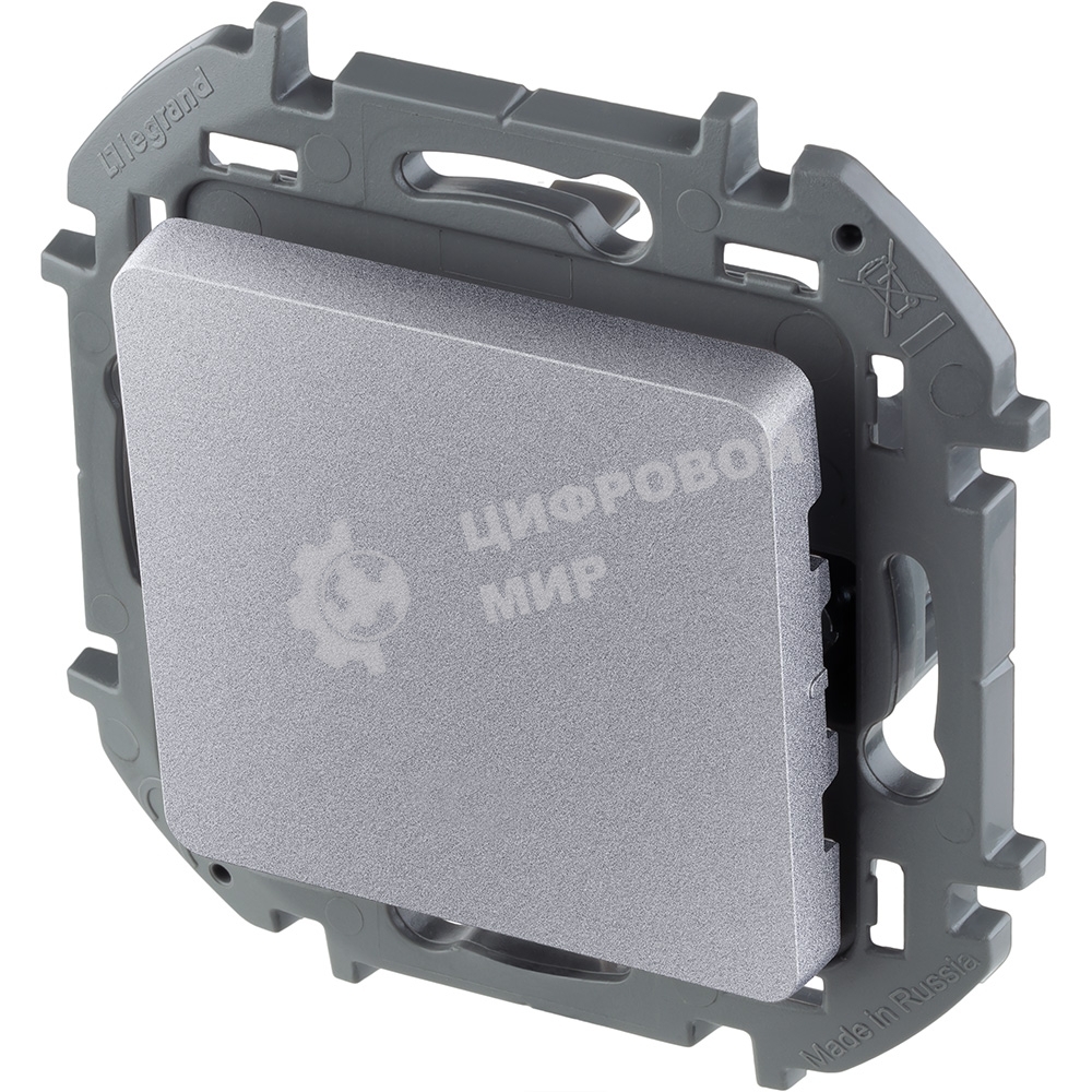 Переключатель 1-клавишный 10AX 250 В алюминий