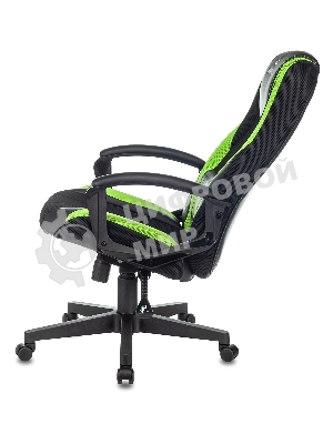 Кресло Бюрократ Zombie 9 черный/салатовый, экокожа, 120 кг, механизм качания