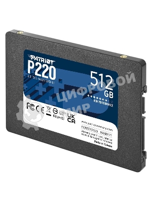 Накопитель SSD Patriot P220, 512Gb, SATA III, 2.5