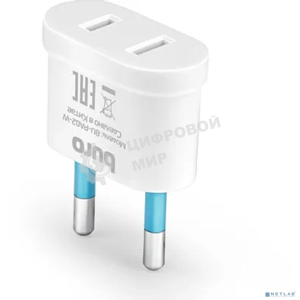 Адаптер-переходник Buro (1 розетка) белый (пакет ПЭ)