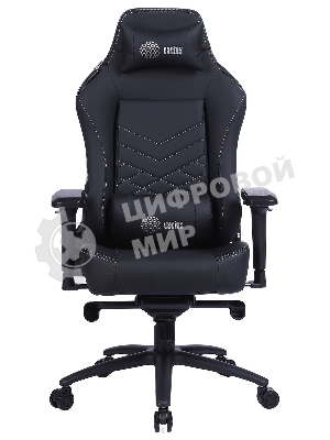 Кресло Cactus CS-CHR-0112BL-M черный, экокожа, 120 кг, подголовник, регулируемые подлокотники, механизм качания