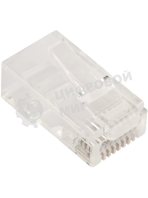 Коннектор LANMASTER RJ45 тип EZ, 8P8C, UTP, Cat.5e, универсальный, со вставкой, покрытие 50 микрон,100 шт.