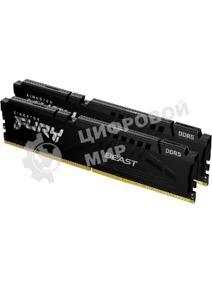 Оперативная память Kingston Fury Beast, DDR5, 32Gb (2x16Gb), 6000MHz, CL36, DIMM, с радиатором, черный