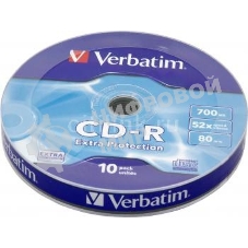 Диск CD-R Verbatim 700Mb 52x Cake Box (10шт) (43725)