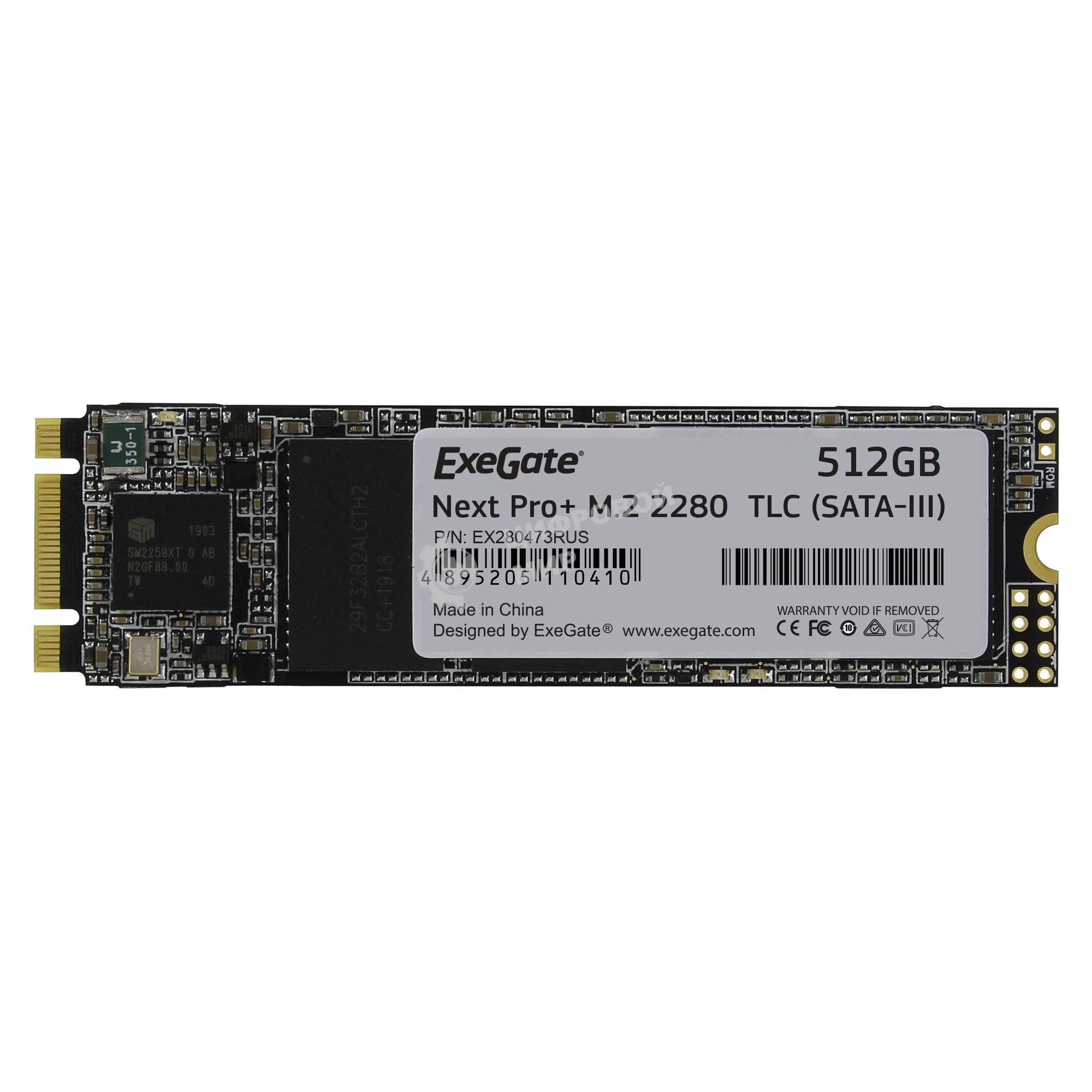 Накопитель SSD ExeGate NextPro+ UV500TS512, 512Gb, M.2 2280, SATA III, R/W 568/500