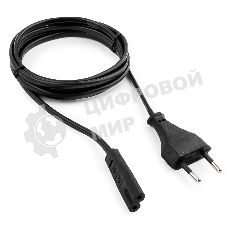 Кабель питания для ноутбуков, аудио/видео техники Gembird 1,8м, VDE, 2-pin, черный, пакет