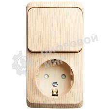 Блок ОП Этюд (1-м розетка с заземл. защ. шторки + 1-кл. выкл.) сосна SchE