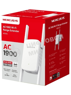 Роутер AC1900 Wi-Fi Range ExtenderSPEED: 600 Mbps at 2.4 GHz + 1300 Mbps at 5 GHz SPEC:4× Fixed External Antennas, 1× Gigabit Port, Wall PluggedFEATURE: MERCUSYS APP, WPS/Reset Button, Signal Indicator, Range Extender/Access Point mode, Adaptive Path