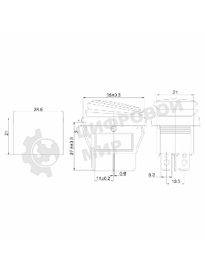 Выключатель клавишный Rexant 250V 15А (4с) ON-OFF синий с подсветкой, влагозащита