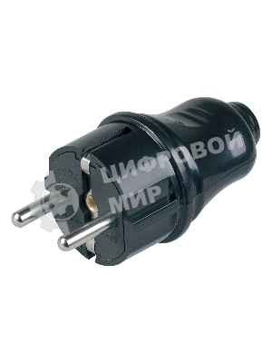 Вилка прямая ВПп10-02-Ст разборная с заземл. контактом 16А черный IEK EVP10-16-01-K02