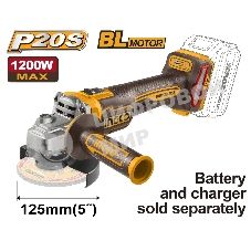 Аккумуляторная УШМ 20В, BL 125мм без АКБ и ЗУ SUPER INGCO CAGLI221253