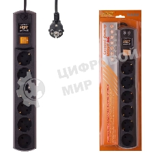 Сетевой фильтр Most H6 5м, 6 розеток, черный, коробка