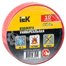 Изолента IEK UIZ-13-10-10M-K04 0,13х15 мм красная 10 метров