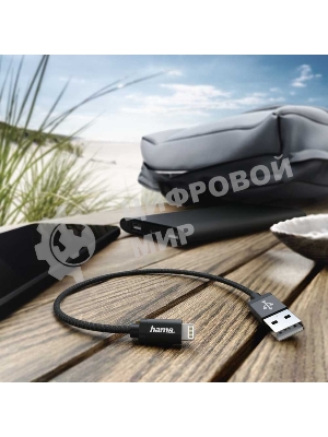 Кабель Hama 00178280 Lightning (m) USB 2.0 (m) 0.2м черный