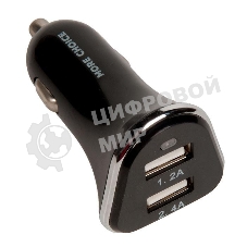 Автомобильная зарядка (от прикуривателя) 2USB 2.4A для Type-C More choice AC22a черный