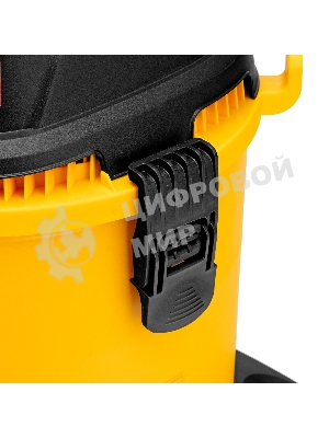 Строительный пылесос Denzel RVC20 желтый, 1400 Вт, уборка сухая/сбор воды/выдув, пылесборник мешок/контейнер, 20 л