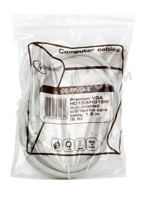 Кабель Gembird/Cablexpert VGA Premium,15M/15M,1.8м, тройной экран, феррит.кольца, пакет