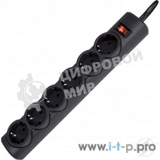 Сетевой фильтр Defender DFS 153 3 м, черный, 6 розеток