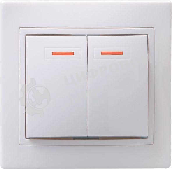 Выключатель 2-кл. СП КВАРТА с инд. 10А IP20 ВС10-2-1-КБ белый IEK EVK21-K01-10-DM