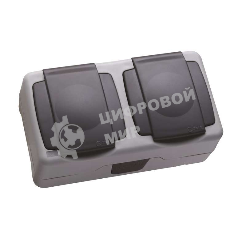 Розетка 2-м Makel ОП 16А IP55 сер.