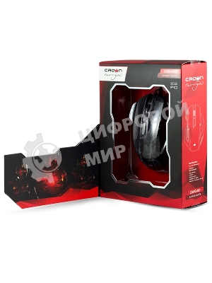 Мышь проводная Crown Gaming CMXG-601 черный, 1800 dpi, USB, кнопки - 7