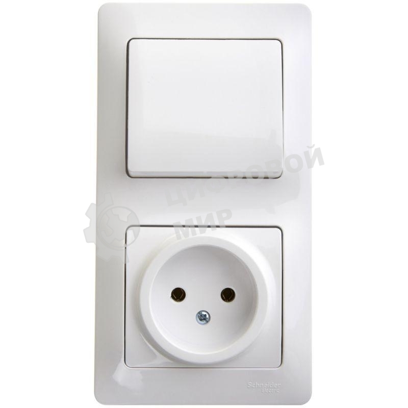 Блок комбинированный GLOSSA розетка + выкл. 1-кл. бел. SchE