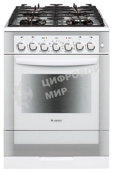 Плита комбинированная Gefest ПГЭ 6502-02 0042 белый, конфорок 4 газовых, духовка 55 л, 60 см x 85 см x 60 см