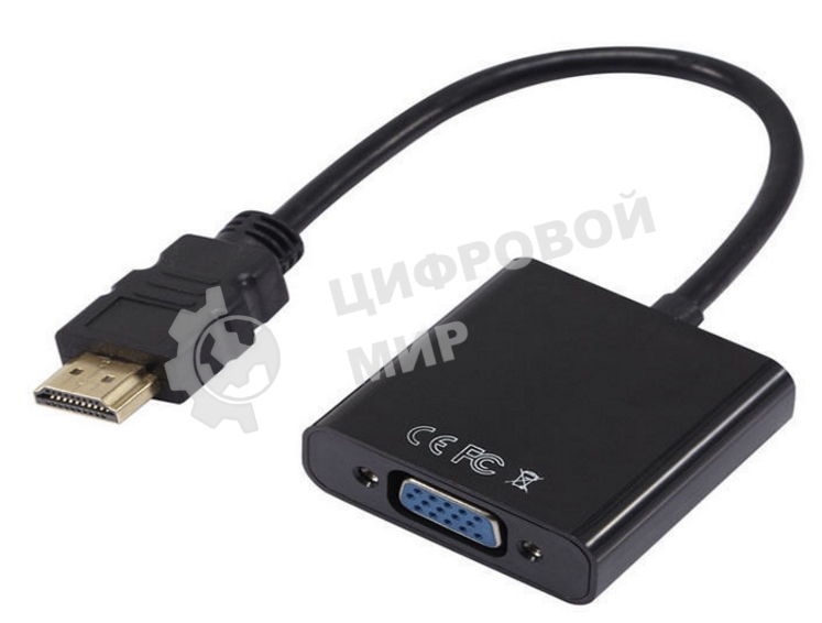 Кабель-адаптер HDMI M-->VGA 15F ORIENT C050, для подкл.монитора/проектора к выходу HDMI 
