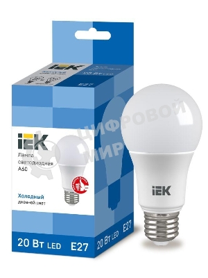Лампа светодиодная IEK LLE-A60-20-230-65-E27 ECO A60 20 Вт грушевидная 230В 6500К E27