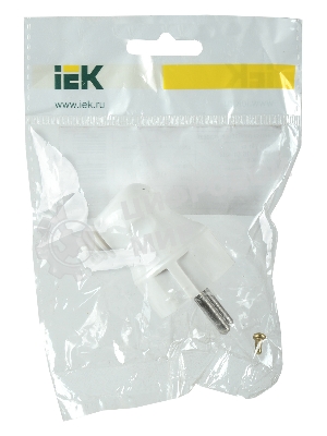 Вилка IEK EVP11-16-01-K01 ВПу11-01-Ст разборная угловая с з/к 16А белая