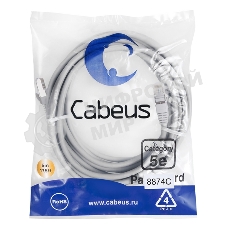 Экранированный патч-корд Cabeus, кат. 5е, экр., F/UTP, RJ45/RJ45, LSZH, AWG24, 5м, серый