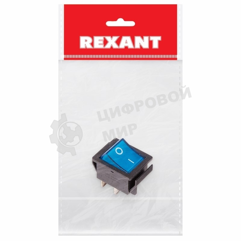 Выключатель клавишный Rexant 250V 16А (4с) ON-OFF синий с подсветкой (RWB-502, SC-767, IRS-201-1) Индивидуальная упаковка 1 шт
