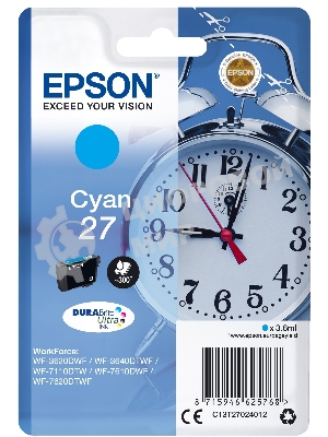 Картридж струйный Epson T2702 (C13T27024022/C13T27024020) голубой, 300 стр., для WF7110/7610/7620