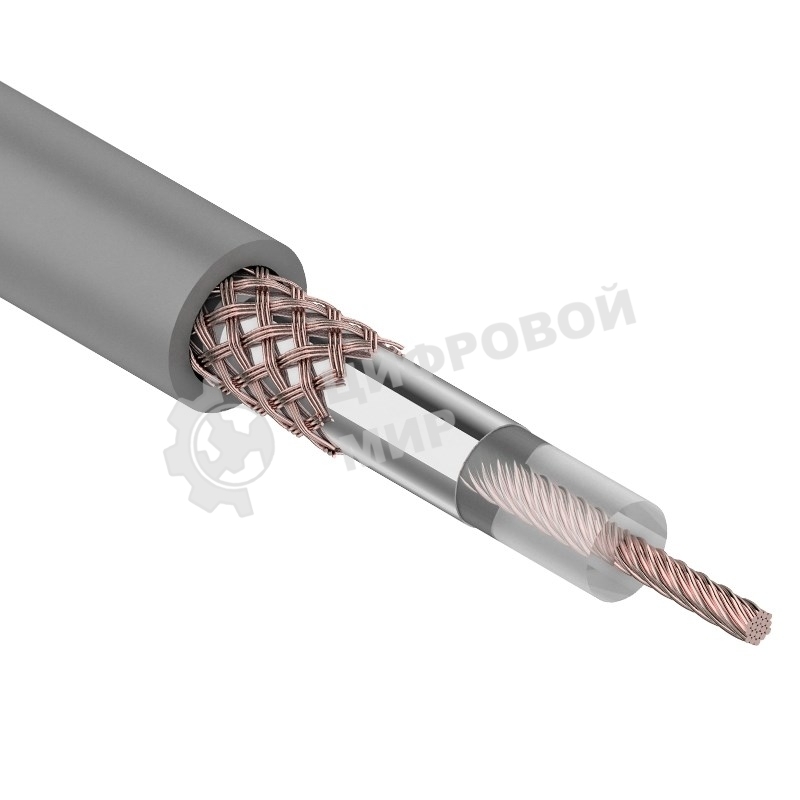Кабель коаксиальный Rexant RG-58 A/U, 50 Ом, Cu/Al/Cu, 64%, бухта 100 м, серый
