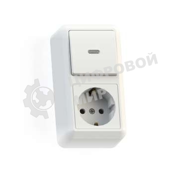 Блок комбинированный Кунцево-Электро ОП БКВР-432 Оптима (1-кл. выкл. с подсветкой + розетка с заземл.) белый