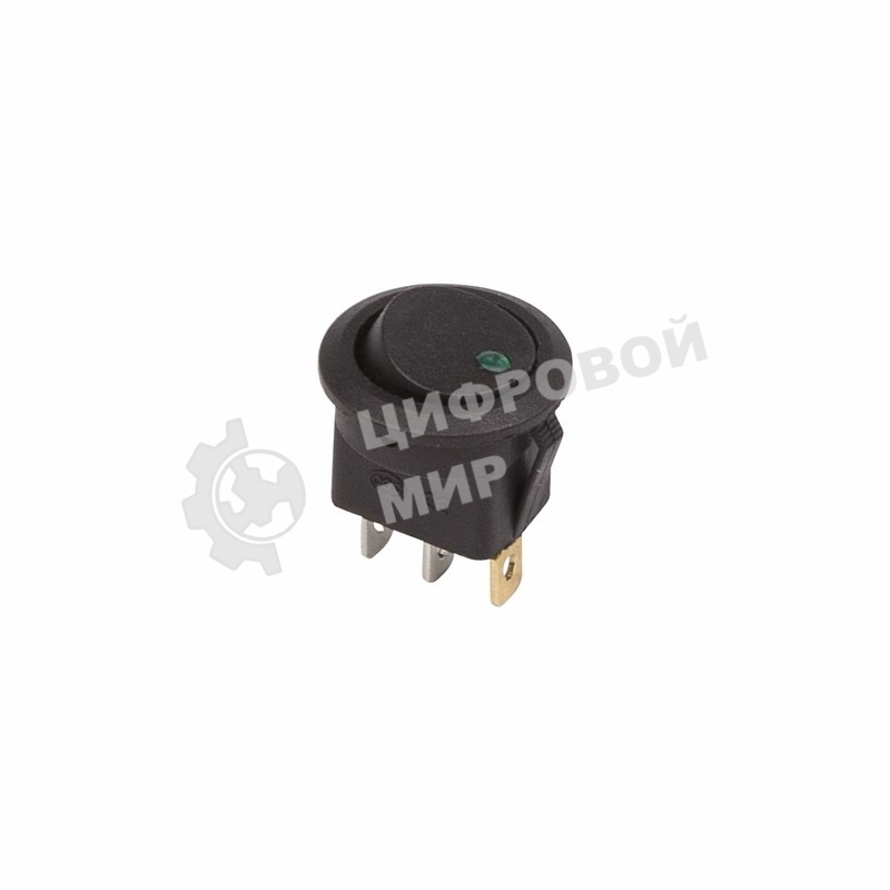 Выключатель клавишный Rexant круглый 12V 16А (3с) ON-OFF черный с зеленой подсветкой