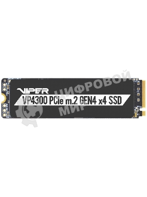 Накопитель SSD Patriot Viper VP4300, 2Tb, PCIe 4.0 x4, M.2 2280, NVMe, R/W 7400/6800, с радиатором
