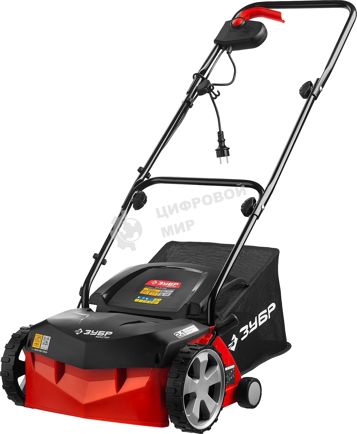 Аэратор-скарификатор электрический Зубр ЗСЭ-32-1000 1000Вт 4000 об/минт-сборник 40л