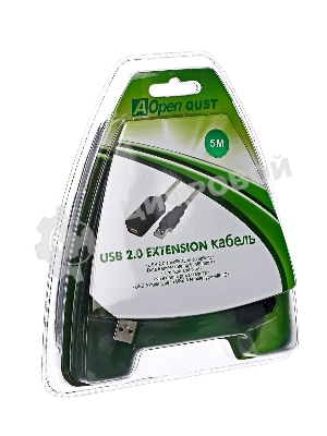 Кабель Aopen/QustКабель-адаптер USB2.0-repeater, удлинительный активный Am-->Af 5м (ACU823-5M) 6938510851314