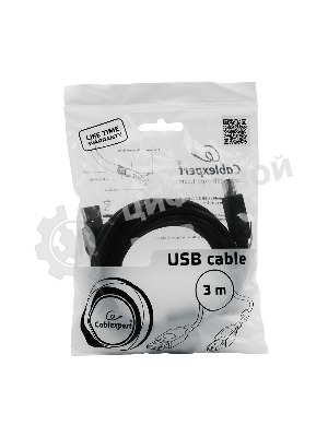 Кабель Gembird USB 2.0 PRO для соед. 3.0м AM/BM позол.конт., фер.кол., пакет